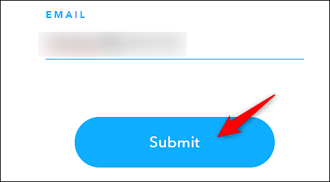 Поле ввода электронной почты для восстановления пароля Snapchat