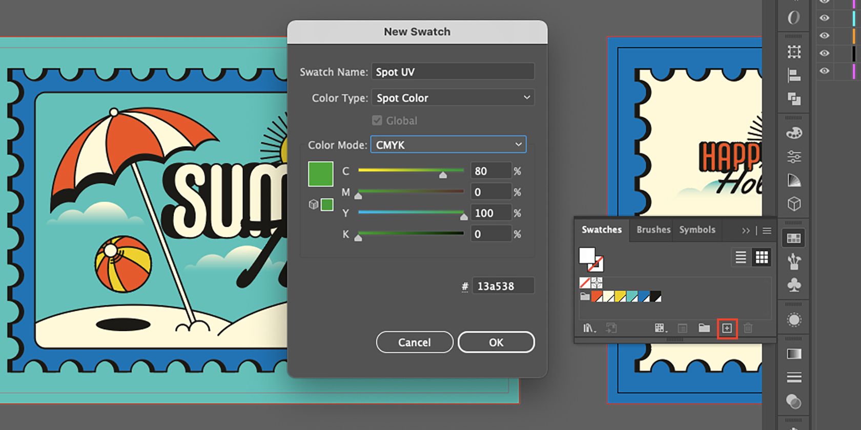Панель образцов цветов в Adobe.