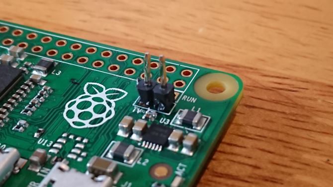 Raspberry Pi Zero with DIY pin header for composite video