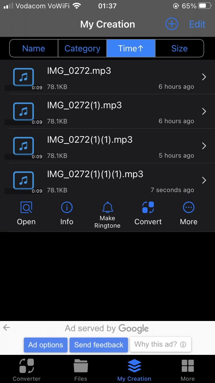 Раздел Мои создания в Media Converter