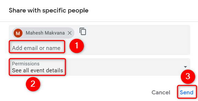 Укажите получателя, уровень прав и нажмите Отправить