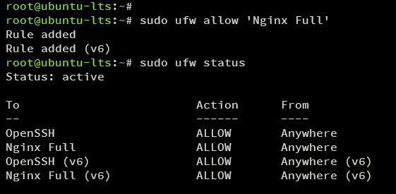 Проверка правил UFW