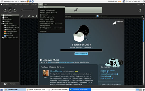 Управление iPod на Linux с Songbird 0.3
