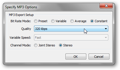 Настройки кодирования MP3 и выбор битрейта 320 kbps