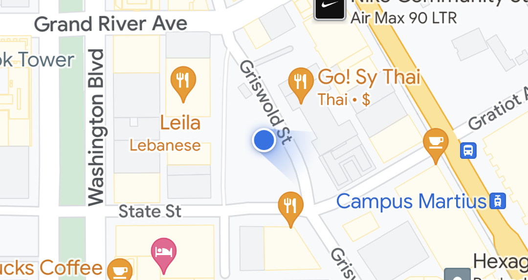 Обновлённый луч направления на карте.