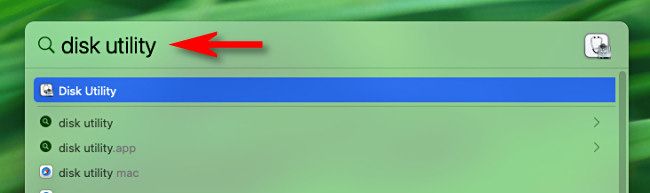 Запуск Дисковой утилиты через поиск на Mac