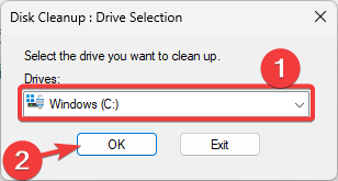 Выбор диска для очистки