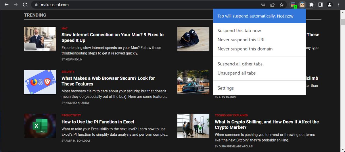 Приостановка вкладок в Chrome