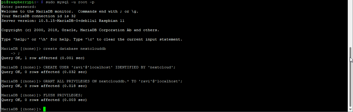 Создание базы данных и пользователя MySQL/MariaDB