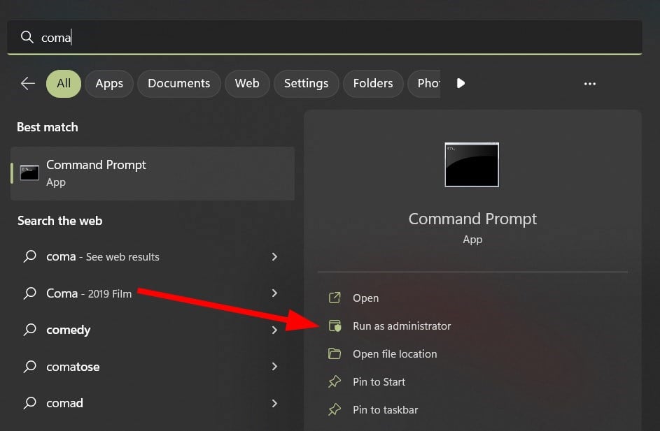 Запуск командной строки от имени администратора