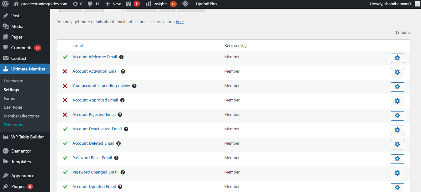 Настройки уведомлений по электронной почте в WordPress