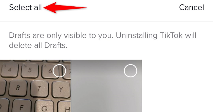 Нажмите «Выбрать все», если нужно удалить все черновики.