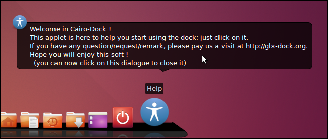 Приветственное сообщение Cairo-Dock