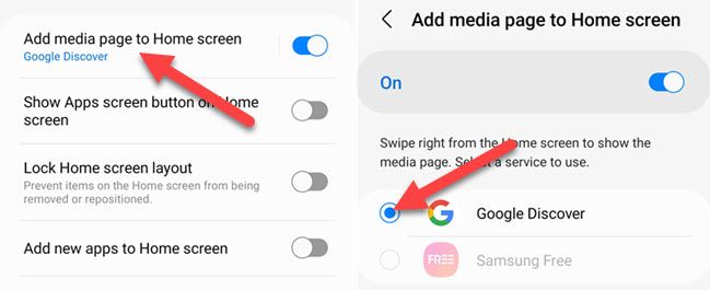 В настройках медиастраницы можно переключиться на Google Discover.