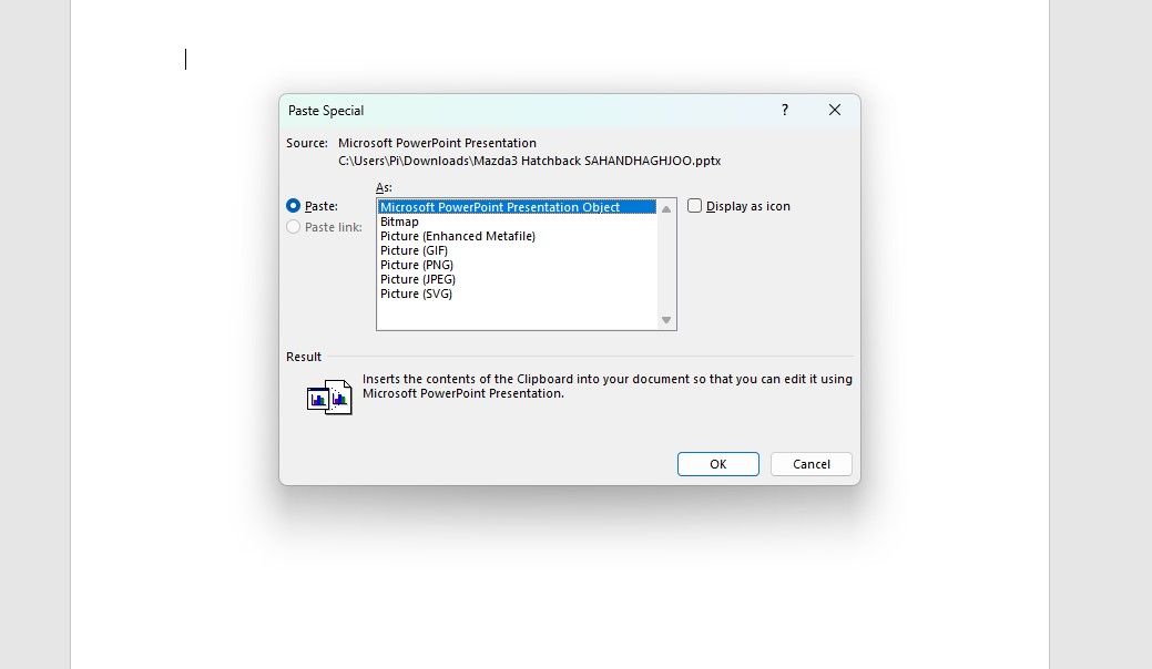 Опция Специальная вставка в Word