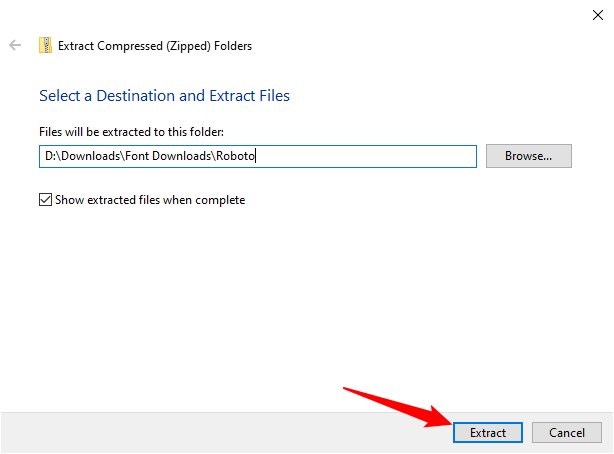 Нажмите «Извлечь».