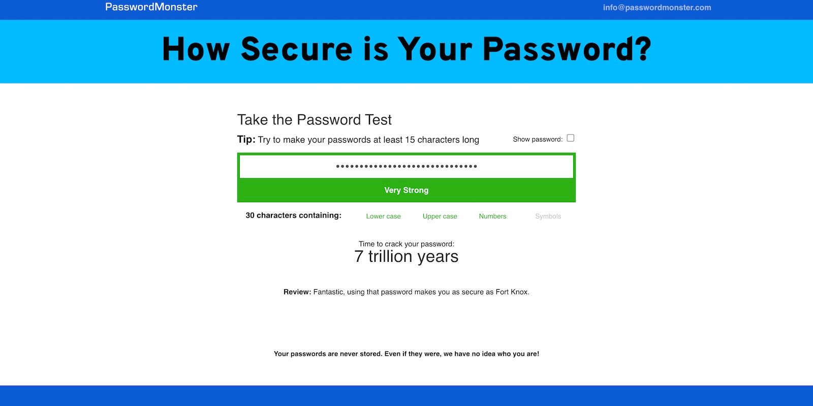 Проверка стойкости пароля