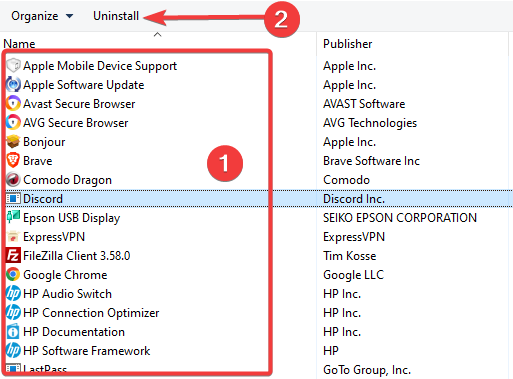 Процесс удаления приложения