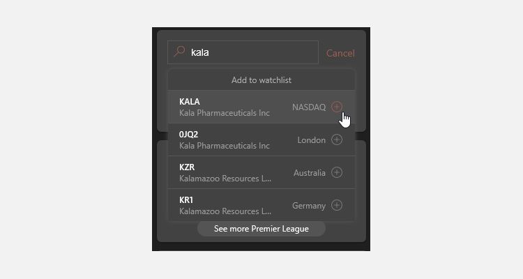 Добавление тикера акции в карточку финансов