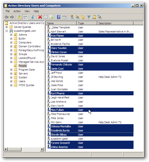 Новые пользователи в Active Directory Users and Computers