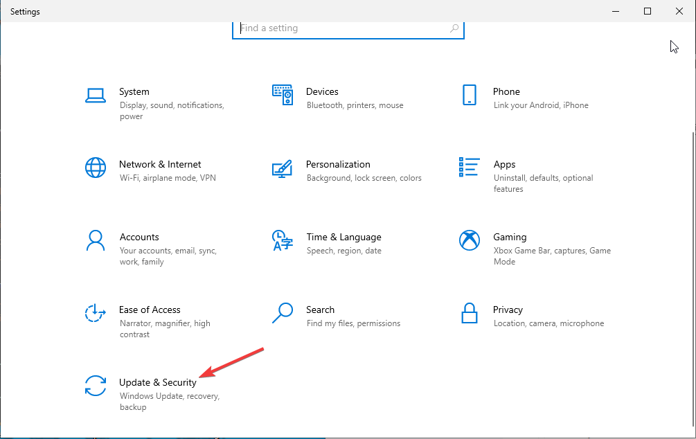Раздел Обновление и безопасность в Параметрах Windows