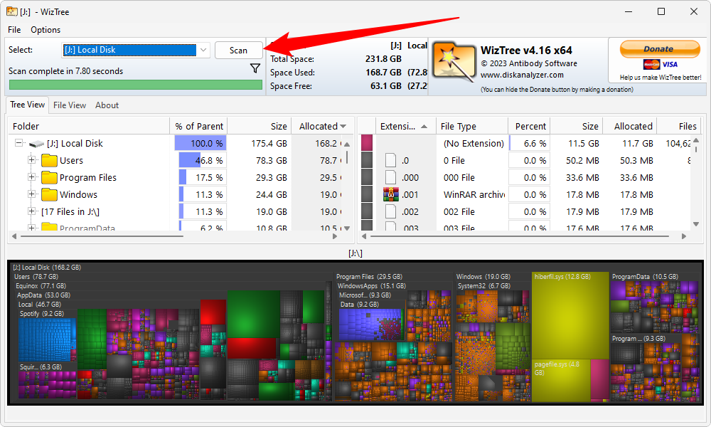 Нажмите кнопку Scan. 