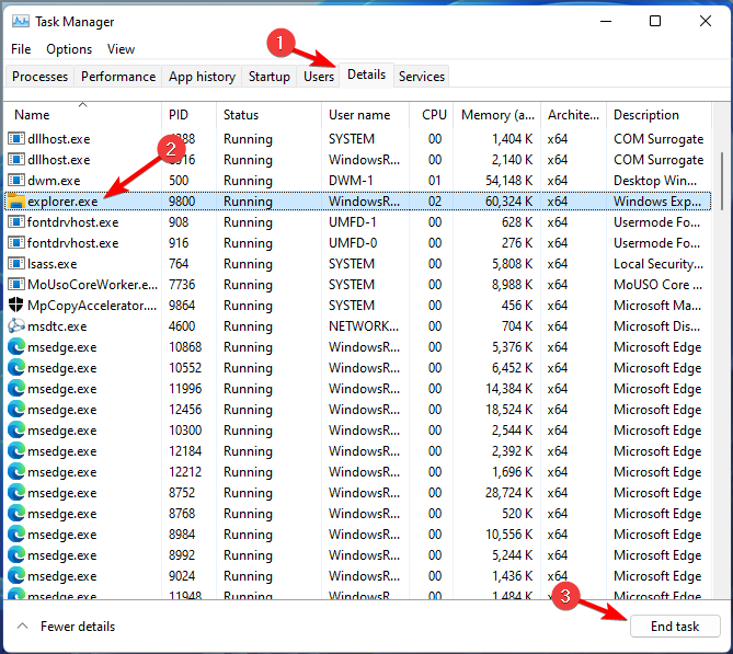 Диспетчер задач — завершение explorer.exe