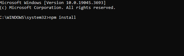 npm install в терминале