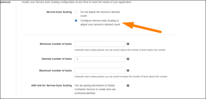 Параметры авто-масштабирования сервиса
