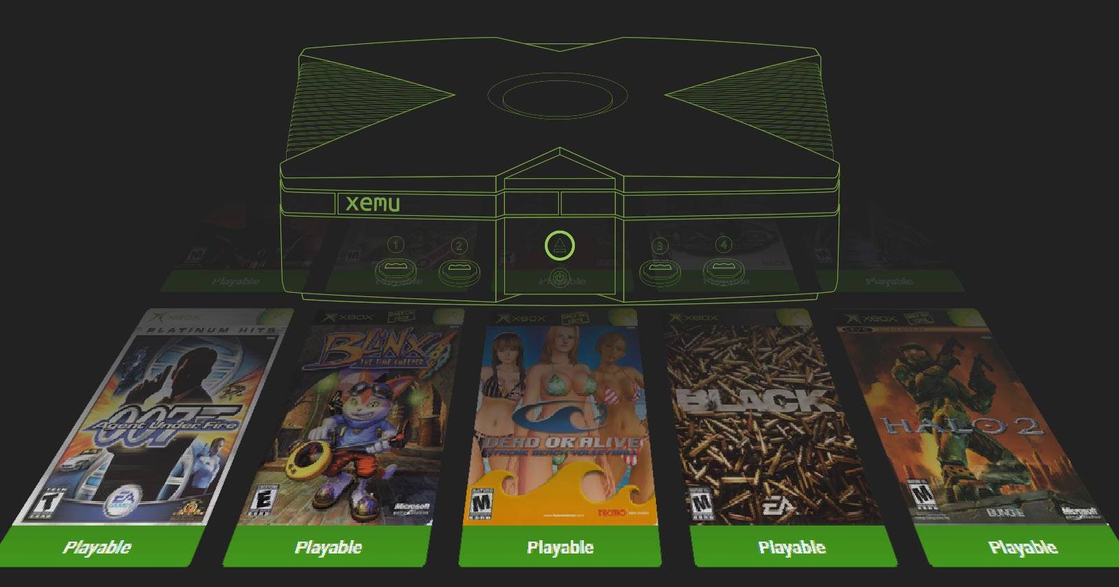 Главный экран Xemu с крупным изображением игры