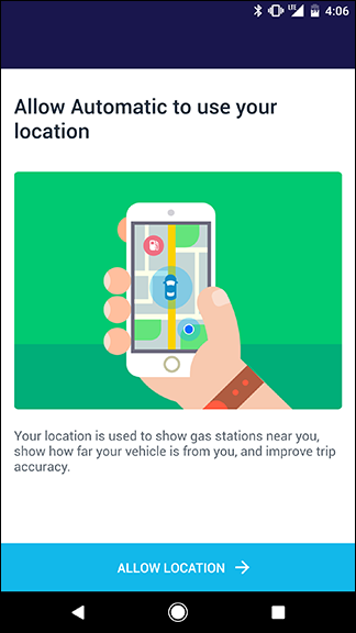 Запрос разрешения на геопозицию в приложении Automatic
