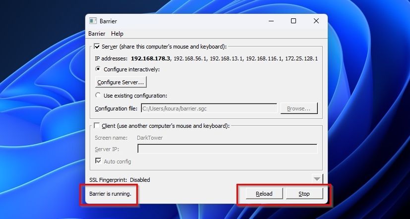 Barrier Server запущен на хосте