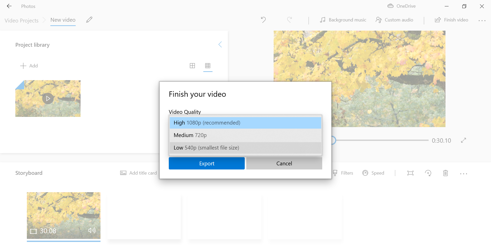 Уменьшение размера видео с помощью встроенного Video Editor