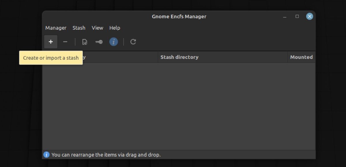 создание stash в gnome encfs