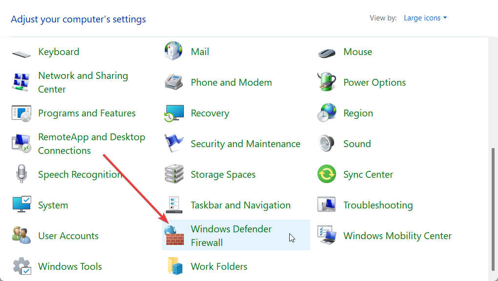 Окно 'Защитник Windows — Брандмауэр'