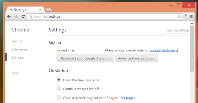 Параметры синхронизации Chrome