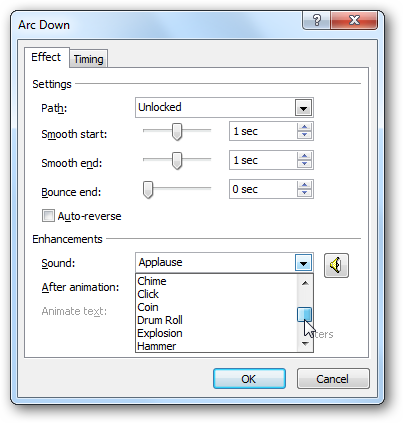 Добавление звука к эффекту