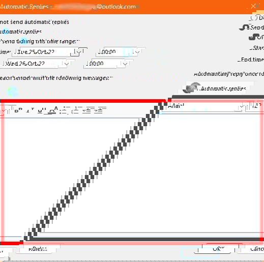Ввод текста автоответа в Windows