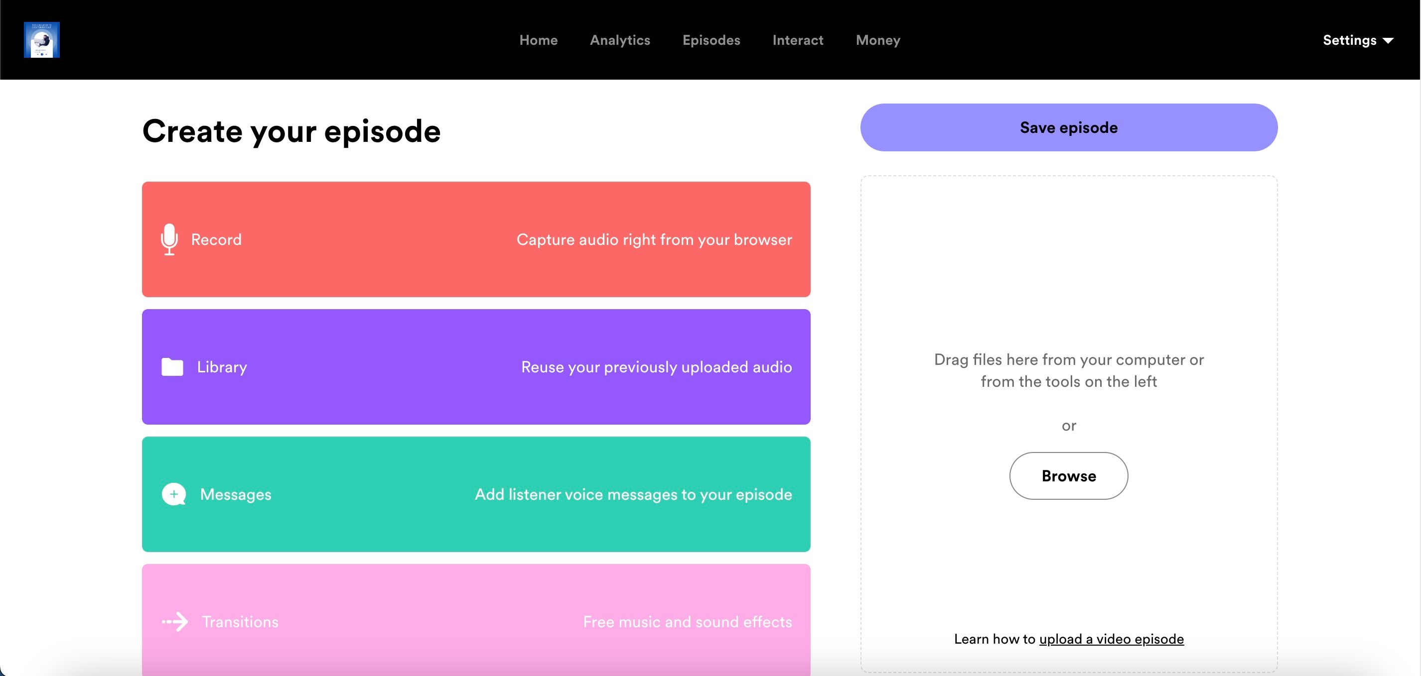 Как создать эпизод в Spotify for Podcasters