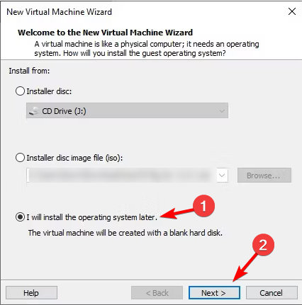 Выбор установки позже