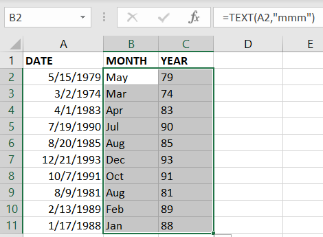 Формулы скопированы по ячейкам маркером заполнения