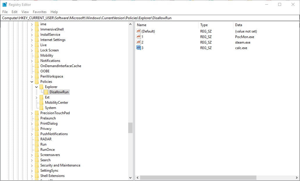 Пример ошибки при запуске заблокированной программы
