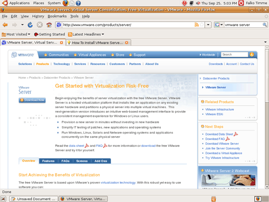 VMware Server 2 на Ubuntu 8.04 — установка