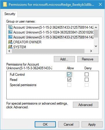 Установка полного контроля для неизвестного аккаунта