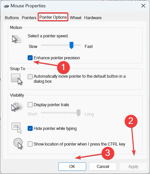 включение и отключение Enhance Pointer Precision