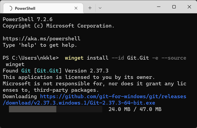 Winget скачивает файлы с GitHub.