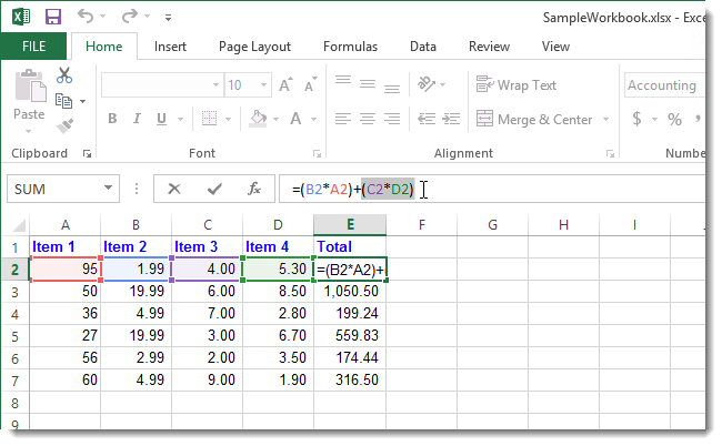 Выделение части формулы