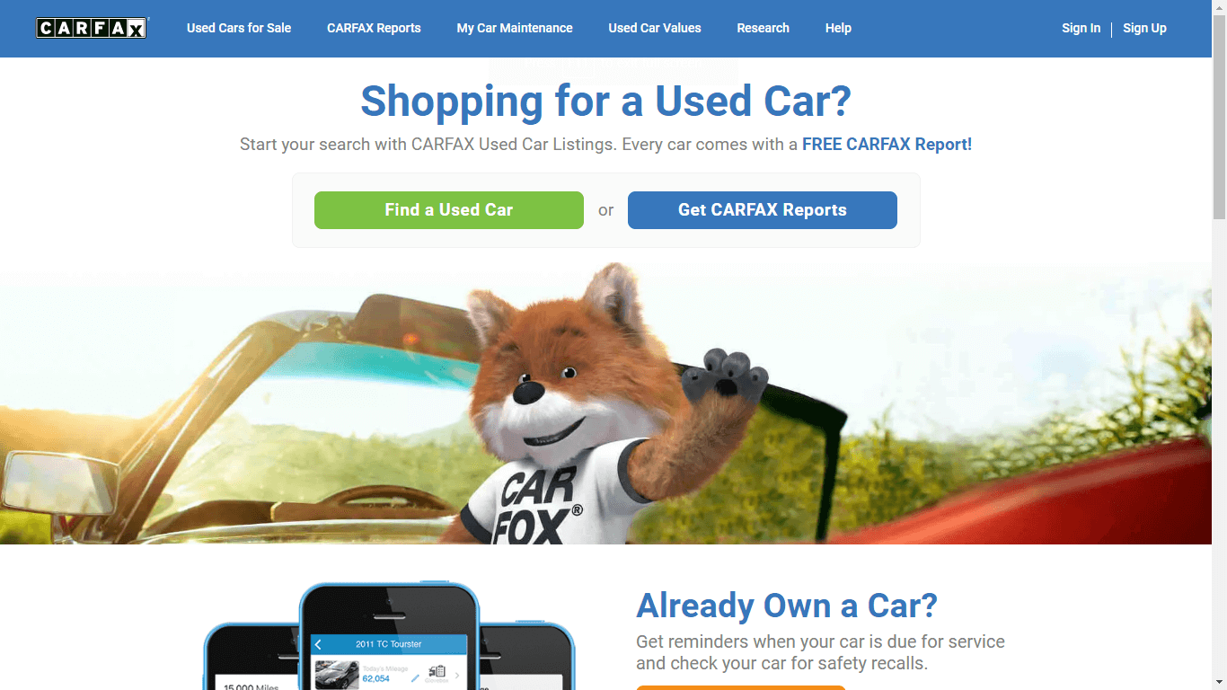 Приложение CarFax для проверки истории автомобиля