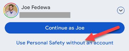 Personal Safety app.