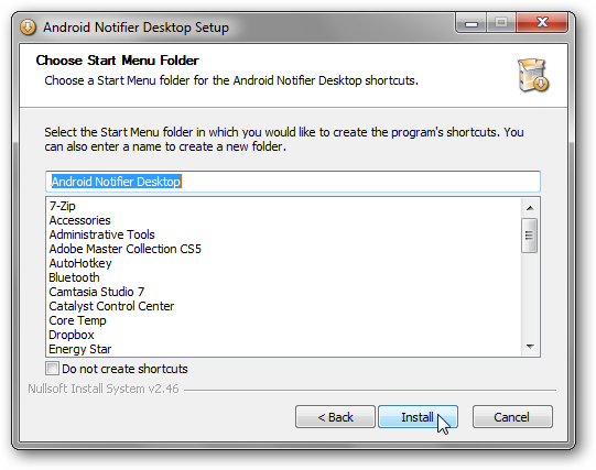 Установка на рабочем столе с иконкой приложения и настройками